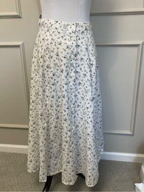 Christy White Maxi Skirt with Gray Floral Print
